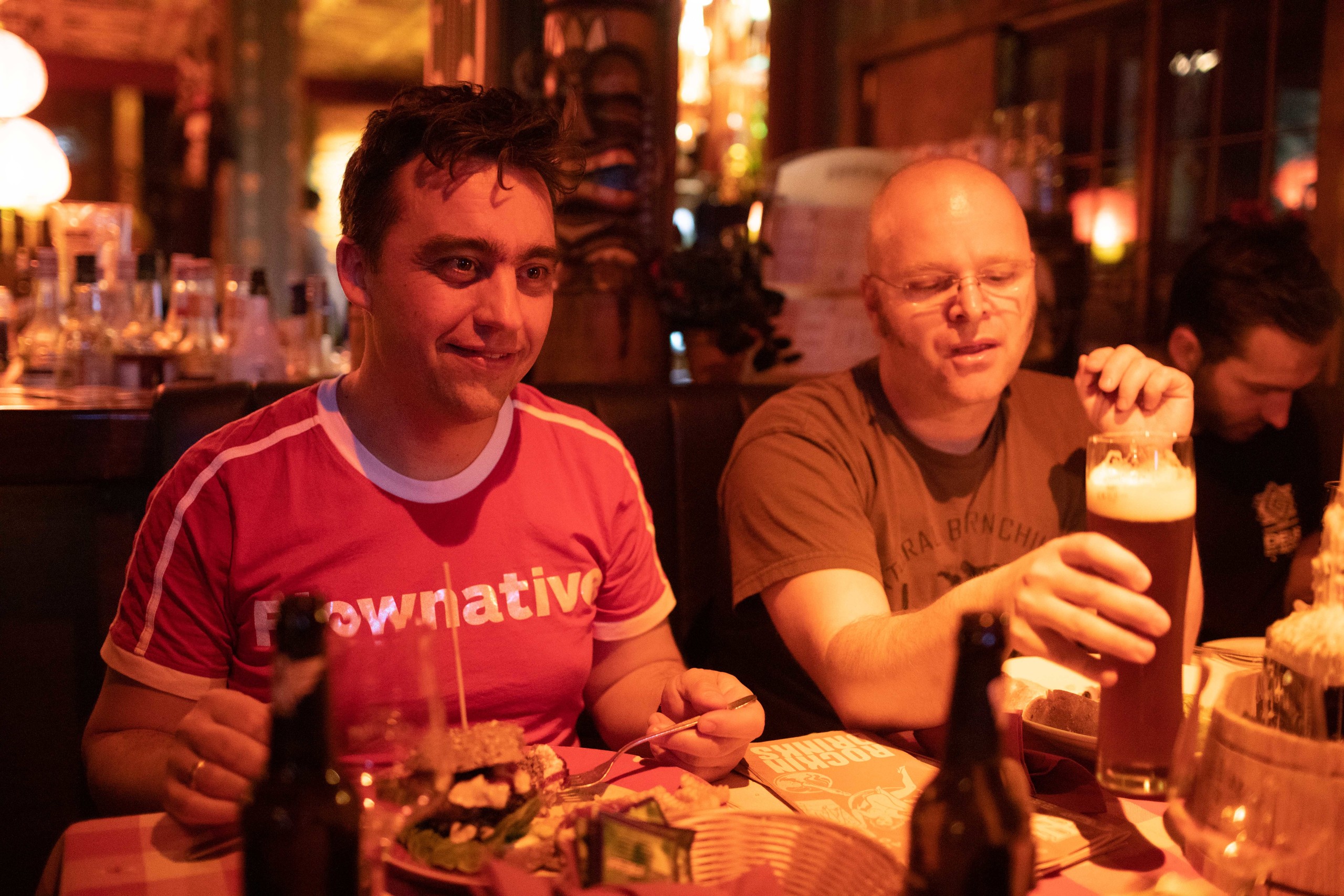 Robert having a burger during the conference icebreaker