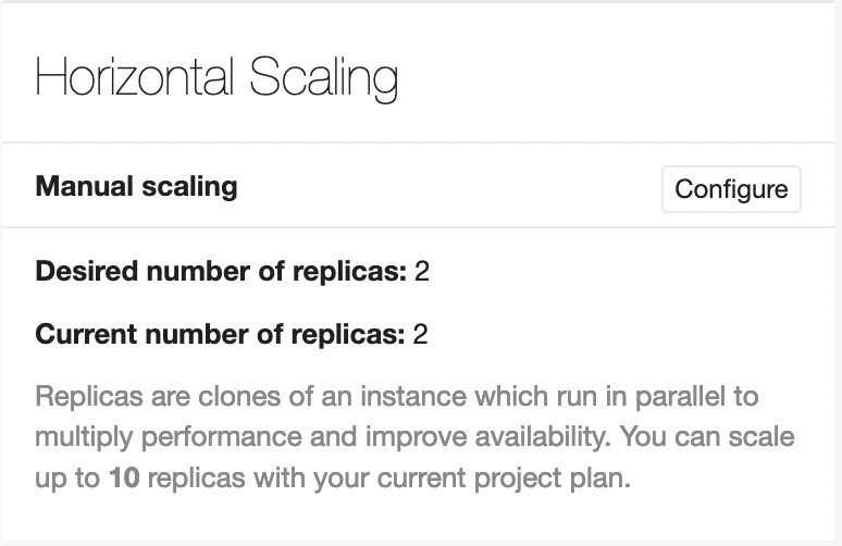 Manual scaling information shown in the Beach UI