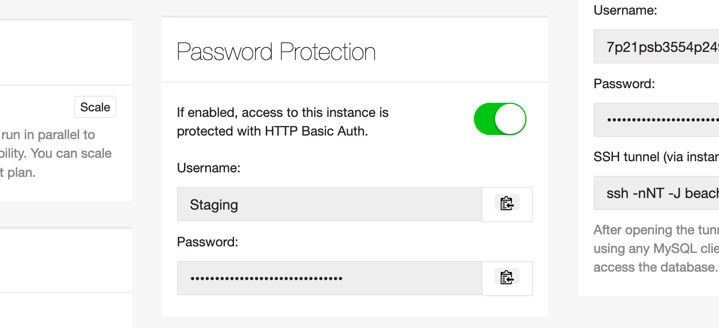 Screenshot of the Beach password protection dialog