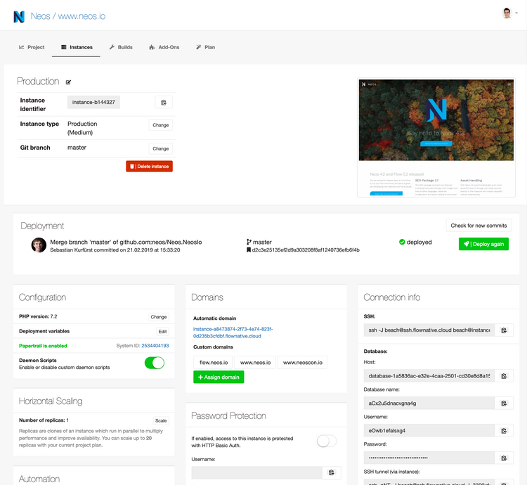 Screenshot of the Beach Control Panel for neos.io Screenshot of the Beach Control Panel for neos.io