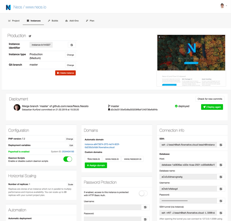 Screenshot of the Beach Control Panel for neos.io Screenshot of the Beach Control Panel for neos.io
