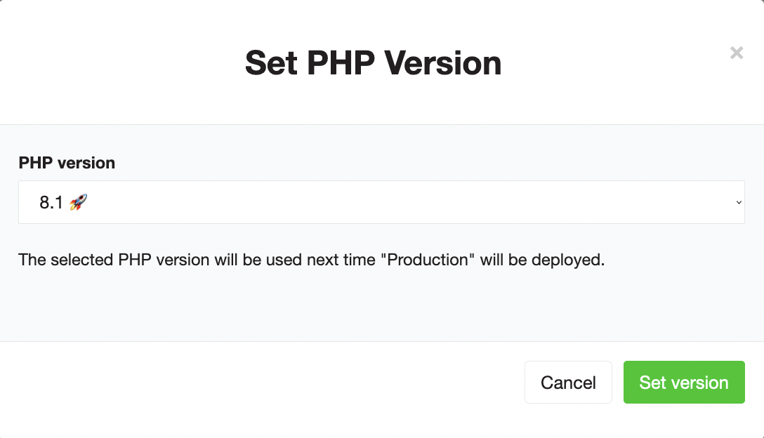 Selecting the PHP version for an instance in Flownative Beach