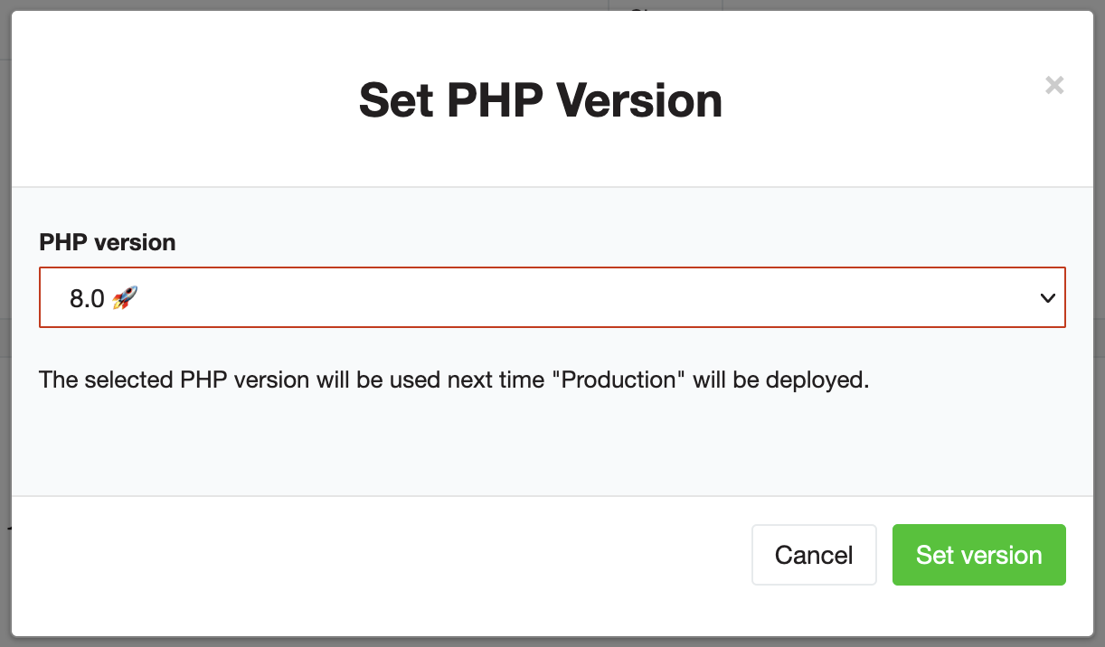Select PHP 8 for your Beach instance Selecting the PHP version for an instance in Flownative Beach