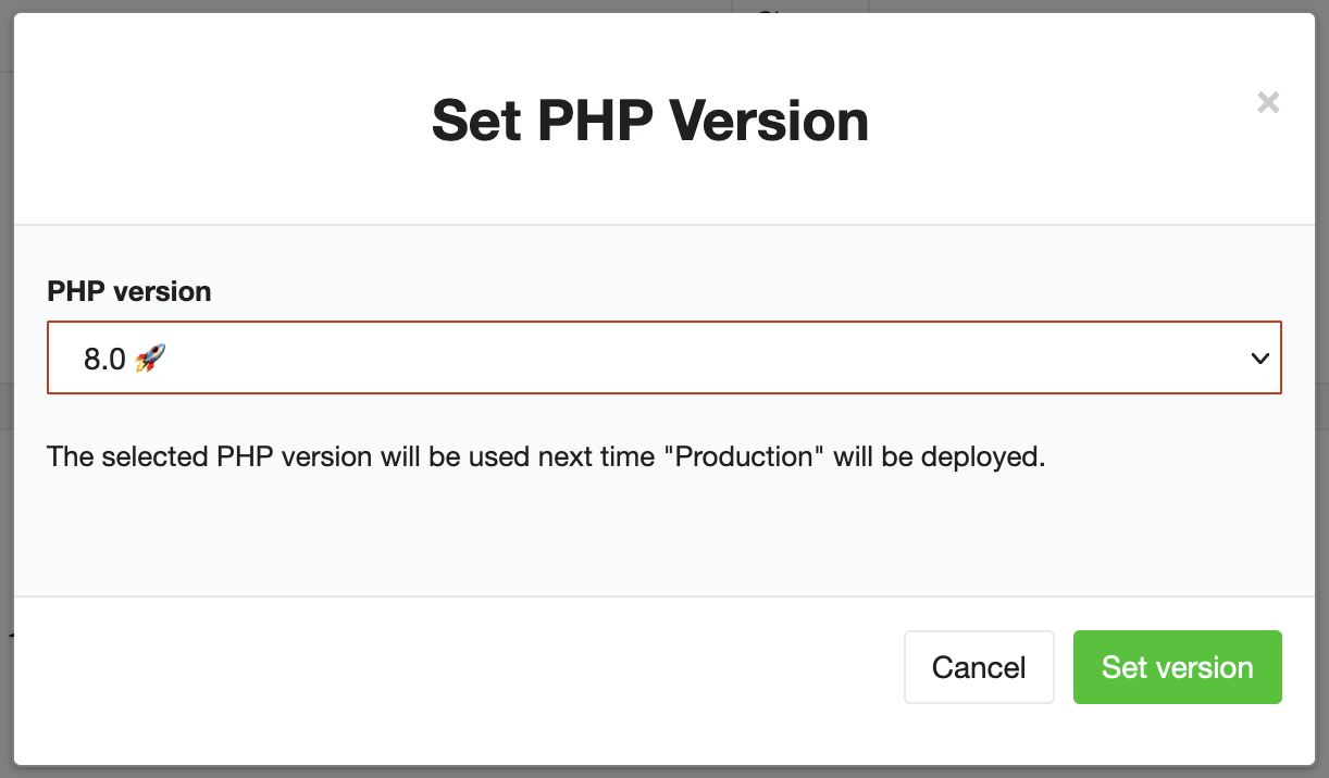 Selecting the PHP version for an instance in Flownative Beach